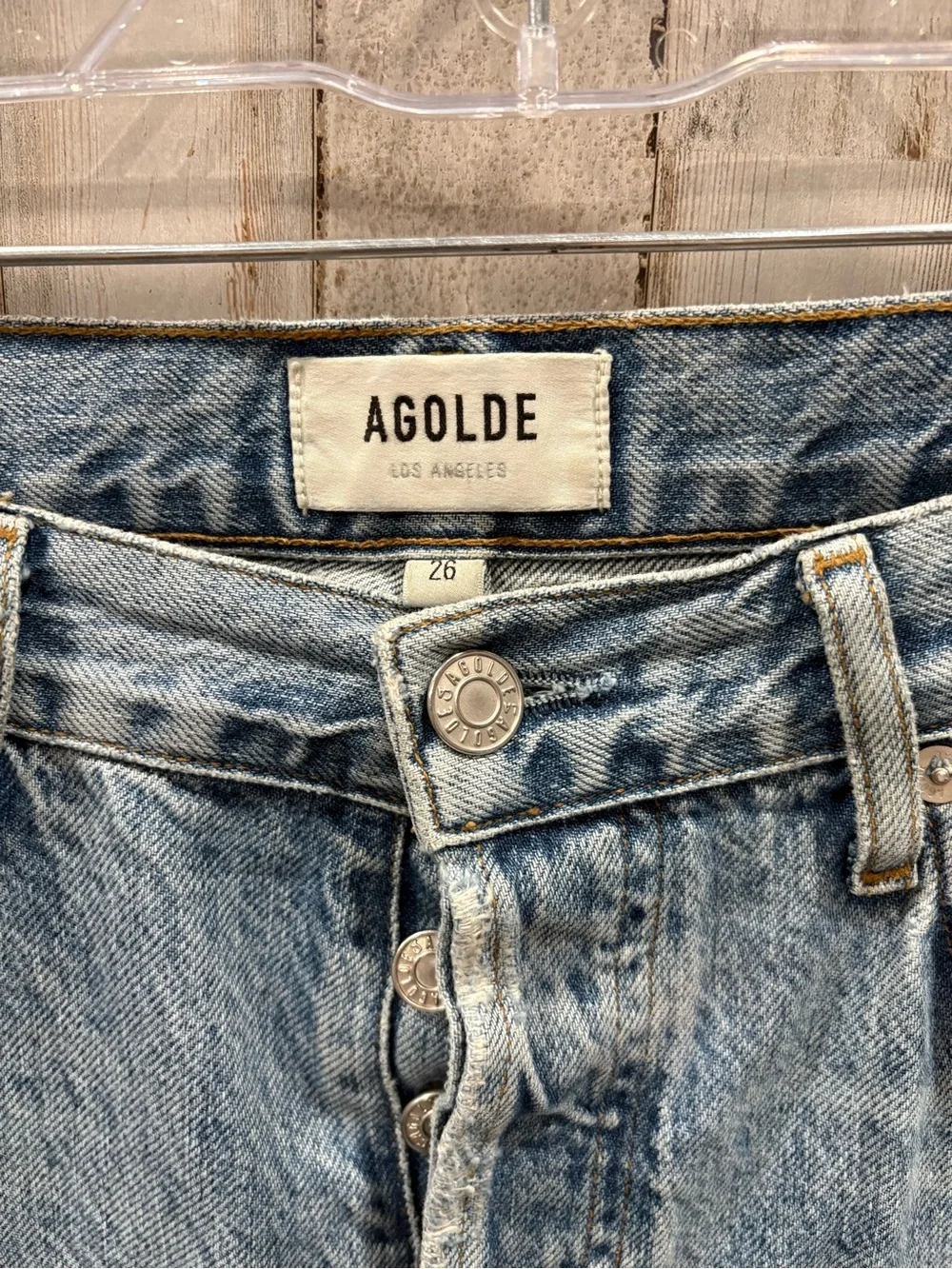 AGOLDE Jamie Classic High Rise Straight Leg Jeans Size 26 Light Wash Distressed